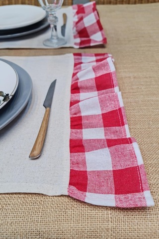 Amerikan Servisi Fırfırlı Retro 2 Lü Kırmızı