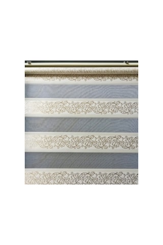 Sarmaşık Desen Boncuklu Zebra Stor Perde Krem Renk Ekru - 97205377 Ekru