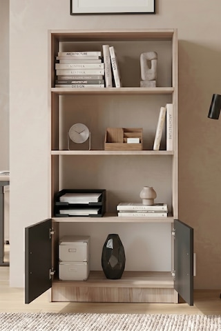 Yurudesign Vario D Ofis Kitaplık Meşe-Siyah