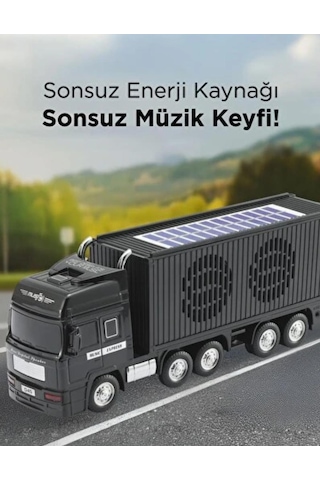 Tır Model Kablosuz Hoparlör Tf Kart Usb Bluetooth Fm Radyo Aux Destekli Bluetooth Speaker Güneş Enerjili Siyah