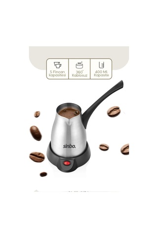 Çelik Elektrikli Cezve Türk Kahve Makinesi - 5fincan 400ml 360 Kablosuz Kullanım Katlanır Kulp 700w Scm-2967 5580 Çok Renkli