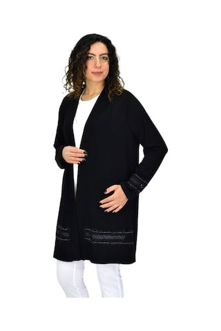 Kadın Siyah Likralı Viskon Hırka Bgl-st04678 Siyah