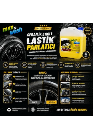 4 Kg Premium Seramik Etkili Lastik Parlatıcı Islak Görünüm, Derin Parlaklık & Uzun Süreli Etki