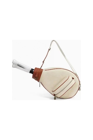 Suntek Tenis Çantası Omuz Kadın Erkek Açık Beyaz-kahverengi