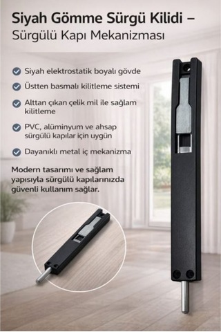 Uyar Siyah Alüminyum İtalyan Sürgü Uzun 1 Adet