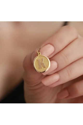 Özden Kuyumcusu  14 Ayar Altın Vintage Oval K Harf Kolye Ucu