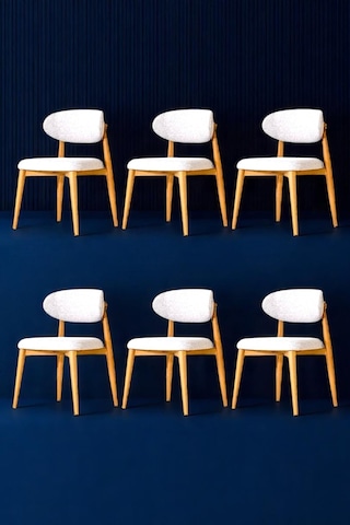 Polo Ahşap Sandalye 6 Adet Ahşap Mutfak Sandalyesi Salon Sandalyesi Yemek Masası Sandalyesi Beyaz
