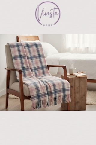 Yumuşacık Scotch Battaniye 150 200 Cm Sıcak, Şık Ve Konforlu Tasarım Pembe - Mavi