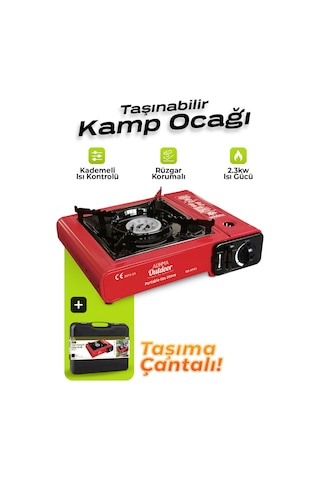 Auhma Rb-kf01 Portatif Kamp Ocağı 2.3kw Kırmızı Taşınabilir Tekli Gazlı Ocak Rüzgar Geçirmez, Piknik, Kamp, Bahçe, Tekne Kullanımı İçin Çok Renkli