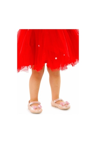Kiko Kids Cırtlı Fiyonklu Kız Çocuk Babet Ayakkabı Ege 200 Pudra