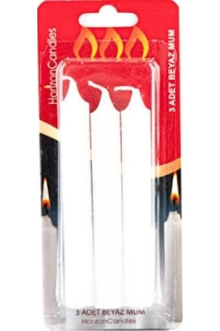Horizon Candles Beyaz Mum 3'Lü X 6 Toplam 18 Adet