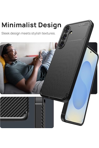 Samsung Galaxy S25 Plus Uyumlu Kılıf Kamera Korumalı Karbon Silikon Kap