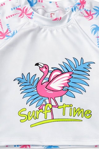 Beniizle Flamingo Baskılı Uzun Kollu Kız Çocuk Mayo Açık Mavi