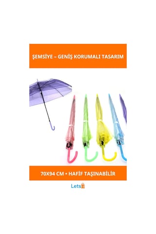 Letsii 70x94 Cm Renkli Açılır Şemsiye Güneş Ve Yağmur Koruma Çok Renkli