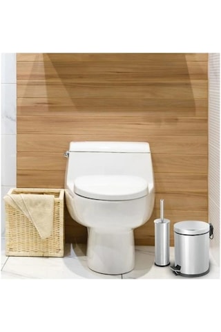 Banyo Seti - 3 Litre (Lt) Çöp Kovası Ve Tuvalet Fırçası Krom