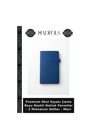 Premium Okul Eşyası Çanta Boyu Renkli Notluk Parseller - 2 Mıknatıslı Defter - Mavi
