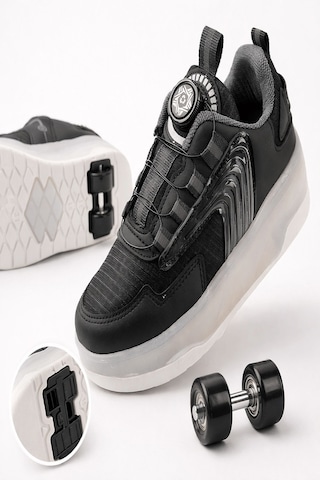 Muggo Flow Çocuk Işıklı Patenli Tekerlekli Sneaker Spor Ayakkabı Siyah