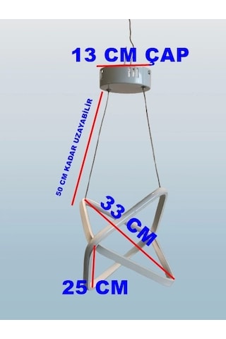 Dmr Çapraz Çift Kare Sarkıt Led Avize Beyaz Kasa Üç Renk 6500k/4000k/3000k Beyaz Ilık/beyaz/sarı G Çok Renkli