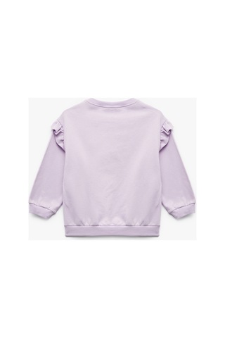 Koton Kız Bebek Şardonlu Uzun Kollu Bisiklet Yaka Tavşan Aplikeli Pamuklu Sweatshirt Lila