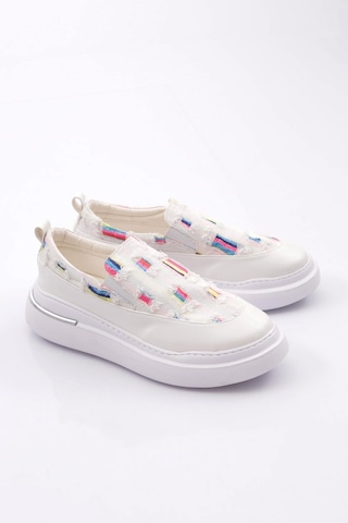 Dgn 057 Kadın Lastikli Sneaker Ayakkabi Beyaz Kot