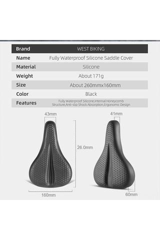 Jeemson Bisiklet Lastik Yastık Kılıfı - Amortisörlü Yumuşak Konforlu Silikon - Dağ Yolu Bisikleti Ekipmanı - Kaymaz Kuruluş - Konforlu Sürüş Siyah