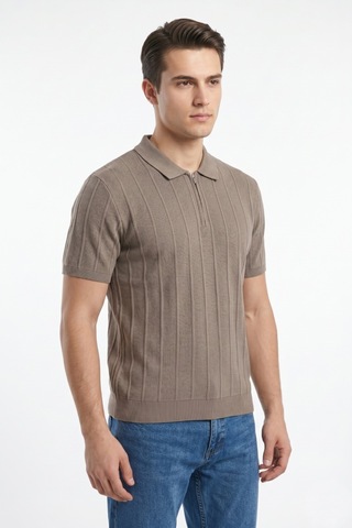 Baglan Erkek Spor Polo Yaka Triko Tişört Bgl-st05373 Vizon