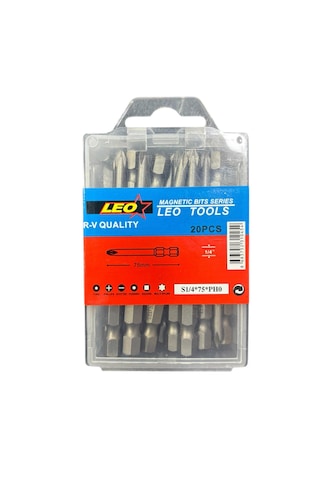 Leo Ph0 75mm ¼ S2 Kalite Mıknatıslı Bits Yıldız Uç 20 Adet