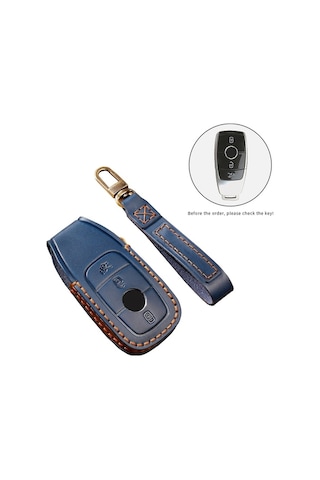 Novahub Yeni Mercedes-benz E300l Anahtar Kılıfı - Sığır Derisi Korumalı Siyah