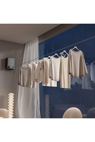 Novahub Beyaz Geri Çekilebilir Çamaşır İpi Paslanmaz Çelik Pull-out Giysi Kurutma Halatı Yerden Tasarruflu Giysi Kurutma Rafı Ev Için Beyaz Beyaz