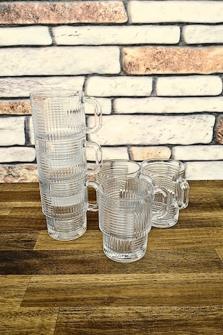 Saplı Su Bardağı-çay Bardağı- Nescafe Bardağı-kahve Bardağı-6 Adet - 270 Cc