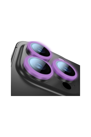Buff Apple Uyumlu iPhone 15 Pro Max / 15 Pro Neon Metal Lens Koruyucu Mor