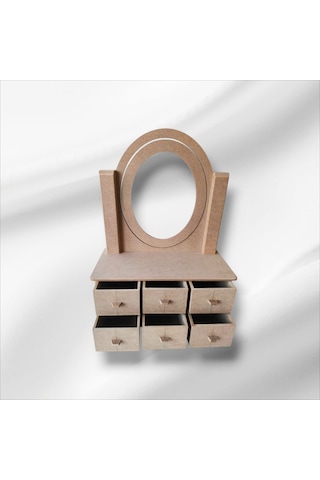 Ahşap-boyanabilir-6çekmeceli Makyaj Masası Ve Organizeri