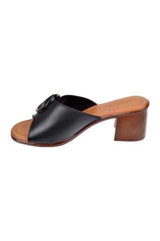 Castle Black Hakiki Deri 6 Cm Topuklu Kadın Terlik Cb-4576 Siyah