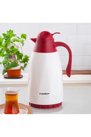 Coocker 2099 Cam Termos - Çay Kahve Keyfi Beyaz 1,3 L