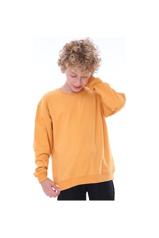 Zuzunga Unisex Basic Düz Hardal Renk %100 Pamuk Sweatshirt 2-11 Yaş Turuncu