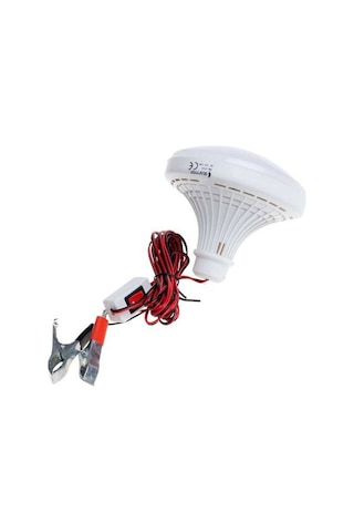 24v Akü Bağlantılı Seyyar Led Lamba Ampul - 4 Metre Kablolu Mandallı Kamp Ve Oto Tamir Aydınlatması