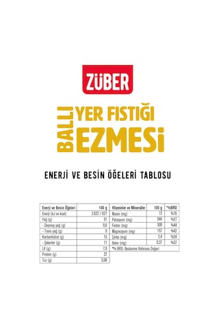 Züber Original Fıstık Ezmesi 3 x 315 G