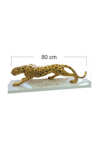 Büyük Dev 80 Cm Altın Leopar Aslan Kedi Kaplan Biblosu Heykeli