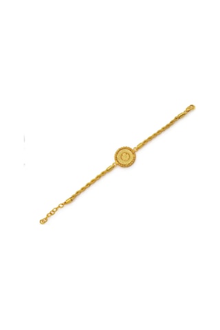 Altın Kaplama Çeyrekli Dorika Çerçeve Burgu Zincirli Bileklik Blk-1173 Altın