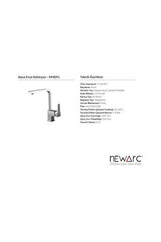 Newarc 941881L Aqua Eviye Bataryası