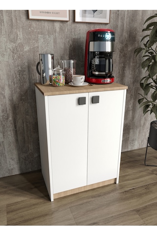 Afilli Lina Kahve Köşesi Ve Çok Amaçlı Dolap Tamamı Mdf Beyaz Gar