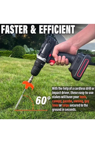 Geeksen 20cm Yeşil Çelik Konik Çadır Pirinçleri 4 Adet + Çekme Teli Çanta - Kamp Tenteği Aksesuarı Yeşil