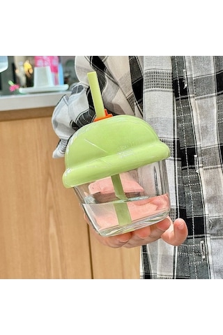 Pazly Mini Sevimli Taşınabilir Saman Cam Çilek Kırmızı Renk kırmızı