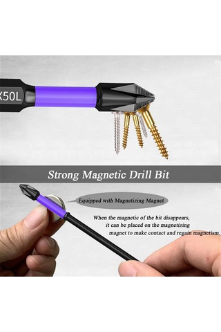Xurunkeji 12 Adet Geliştirilmiş Yüksek Sertlik Ve Güçlü Manyetik Matkap Ucu, Kaymaz Ve Darbeye Dayanıklı Uçlar Ve Tornavida Uçları