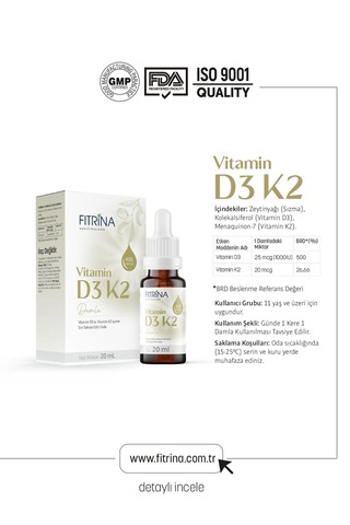 Fıtrina Vitamin D3k2 Damla 20 Ml