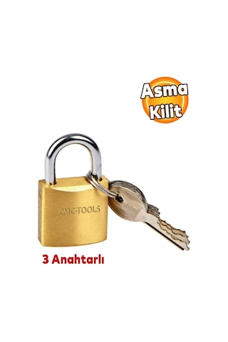 Cmc Sarı Asma Kilit 3 Anahtarlı 38 Mm