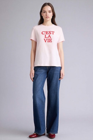 Defacto Slogan Baskılı Penye Kısa Kollu Tişört H1922ax26smpn671 Pembe-pn671