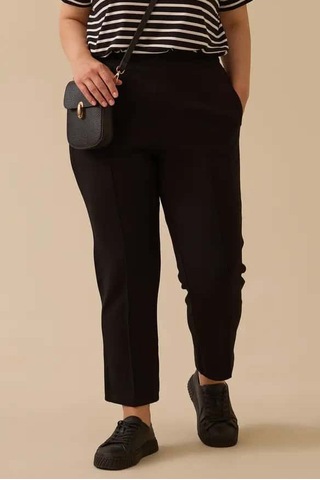 Kadın Büyük Beden Ön Dikişli Pantolon - Siyah Siyah