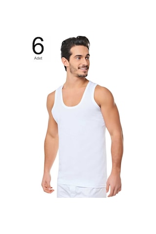 6 Adet Seher Yıldız 0001ı %100 Pamuk Beyaz Ekonomik Erkek Atlet