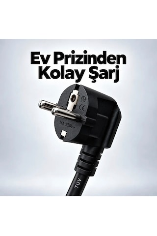 Elektrikli Araç Şarj Cihazı/istasyonu Seyyar/taşınabilir Ac 3.5 Kw 16 Amper Ev Tipi 5m Kablolu, 16A, 3,7kW, Type 2